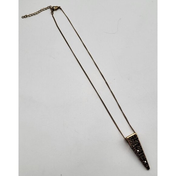 OTAZU Women's Gold Tone Rhinestone Pendant Necklace Dagger Pendulum Triangle - Picture 3 of 10